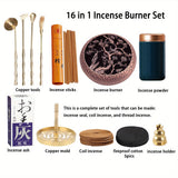 1set Metal Incense Burner And 16-piece Tool Set For Making DIY Pour-over Incense Cones - Great For Yoga, Meditation, As Including Incense Burner Mold Tool, Burner And Accessories