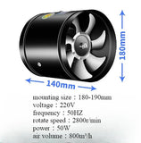 220V 4/6/7/8/10/12inch round duct exhaust fan Air Ventilator Metal Pipe Ventilation vent Exhaust Fan for Household kitchen