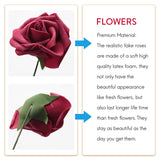 25Pcs Real Looking Bury Roses with Stems for DIY Wedding Bouquets Red Bridal Shower