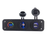 DIY 3 in 1 Panel 4.2A Dual USB Charger Outlet Voltmeter Cigarette Lighter Socket Splitter Adapter for Truck Car Marine Boat