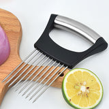 Stainless Steel Pin Slicer with Anti-Slip Handle - Slice Holder & Food Slicers Assistant for Onion, Potato, Lemon