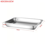 1PCS Deep Service Storage Tray Pan Stainless Steel BBQ Plates For Food Container Steamed Dishes Kitchen Pastry Baking Tools
