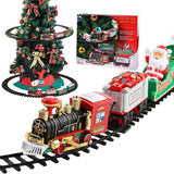 Electric Toys Tree Decoration Train Track Frame Railway with Sound&Light Rail Car Christmas Gifts