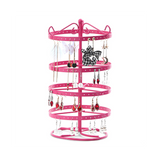 Wrought Iron Four-Story Rotating Jewelry Earring Bracelet Display Rack Pink