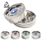40mm 2 Layers Tobacco Grinder Gem Design Zinc Alloy Dry Herb Spice Herbal Crusher Portable Grinders for Smoking Accessories
