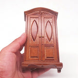 1/12 Dollhouse Miniature Wooden Furniture Double Door Closet Wardrobe Decor Cabinet Model for