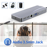 14 in 1 Hub Triple Display USB Docking Station with 2 4K HDMI VGA Gigabit Ethernet Power Delivery Type C Port hub