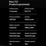 T17 Language Translator Device 138 Languages Translating Text / Photo Translate Support Voice Video Recording ChatGPT