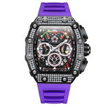 2022 New Men's Automatic Mechanical Watch ONOLA Fashion Unique Luxury Diamond Inlaid Design Waterproof Silicon Tape Watches Men