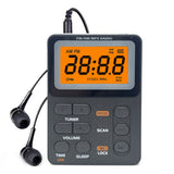Portable Radio AM/FM Pocket Radio TF Card MP3 Player Rechargeable Battery LED Display 3.5mm Earphone Auto Save Station