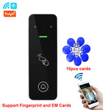 Tuya WIFI fingerprint keypad RFID controller Waterproof Video Intercom Wired Camera Door Entry System for Apartment/Villa