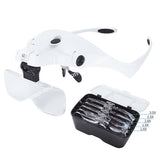 9892B2C USB Rechargeable Multi-lens Head Mounted Magnifying Glasses with LED Light Manifier 1.0X 1.5X 2.0X 2.5X 3.5X For Reading