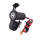 Universal Motorcycle Waterproof Dual USB 5V/3.1A Charger Power Outlet Adapter Car Mount Holder Bracket with 60cm Cable