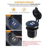 12V/24V 22W Waterproof 4.2A Dual USB Fast Socket Power Outlet Charger with Switch for Car Motorcycle Truck RV Boat
