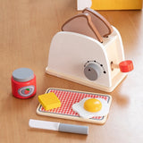 Wooden -Up Toaster Toy Kitchen Accessories Play Food Bread, Butter, Poached Egg Cutting Pretend Toys For Kid Easy To Use