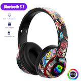 Bluetooth 5.1 Wireless Game Headphone For Cell Phone with mic RGB Light Gaming headset For Kids PC PS4 Gamer Support TF Card