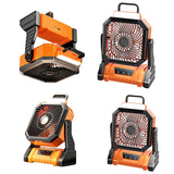 Camping with LED Lantern USB Rechargeable Oscillating 4 Gears Wind Speed Personal Fan for Outdoor Travel Hiking