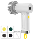 4 in 1 Kitchen Brush - USB Rechargeable Handheld Electric Rotary Scrubber. Household Cleaning Tool.