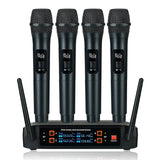 Professional VHF Wireless 4-Channel Handheld Karaoke Microphone - Ideal for Home Parties, Church Events, PA, and TV Speakers