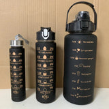 Sports threepiece gradient color frosted bouncing large capacity sports water bottle set cups