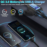 36W SAE To Dual USB QC3.0 Charger Voltmeter ON/Off Switch 100CM Cable Waterproof Motorcycle Accessories