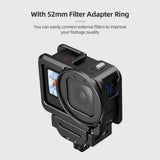 Action Camera Video Cage Metal Vlog Case Protective Housing Cold Shoe Mount Extension Replacement for GoPro Hero 12/11/10/9