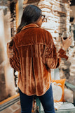 Velvet Elegant Lapel Loose Long Sleeve Shirt
