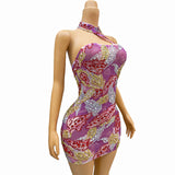 Nofan's Design Sense Cheongsam Wrapped Hip Short Skirt Full Diamond Sexy Off Shoulder Banquet Party Dress