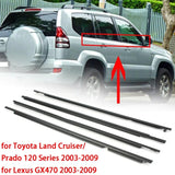 4PCS Black Car Side Window Weatherstrips for Toyota Land Cruiser/Prado 120 Series & Lexus GX470 (2003-2009)