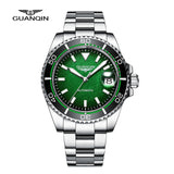 Guanqin Mens Watch Cyclops Sapphire Mechanical Automatic Watch NH35A Ceramic Bezel 100M Water Resistant Clock Relogio Masculino