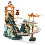 1 Set Of Plastic Green Dinosaur Breakthrough Big Adventure Climbing Stair Track, Electric Luminous Sound Toy