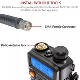 AR1106 Telescc 136-174mHz High Gain VHnti-Collision Extendable Antenna for WouXun Kenwood BAOFENG Walkie Talkie