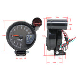 5 Inch Black 7 Colors Backlight with Shift Light Peak Sound LED Flash When RPM Warning Tachometer Gauge