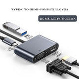4K 1080P fast charging port USB C HDMI VGA Type-C digital AV multi-port adapter Thunderbolt 3 converter to Book