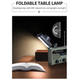 AM/FM Radio, Multi-functional Reading Lamp, Flashlight with SOS Alarm - Solar Charging 2000mAh Power Bank for Outdoor Emergency