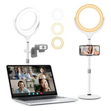 Laptop Ring Light Desk Table Ring Lamp Video Conference Light With Tripod For Meeting-A