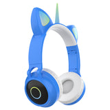 Cute Kids Headphones Unicorns Wireless Earphones LED Light Cat Ear Girls Boys Bluetooth Headset HIFI Stereo Bass With Microhpone
