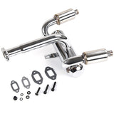 CNC Metal 2X Twin Exhaust Pipe with Muffler for 1/5 HPI Rovan Ba 5B 5T 5SC RC