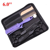 8Pcs Set 6" Hair Scissors Professional Japan 440C 62HRC Hair Cutting Barbers Salon Shop Combs Hairdressing Thinning Shears