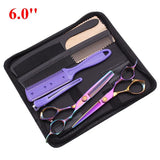 8Pcs Set 6" Hair Scissors Professional Japan 440C 62HRC Hair Cutting Barbers Salon Shop Combs Hairdressing Thinning Shears
