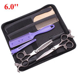 8Pcs Set 6" Hair Scissors Professional Japan 440C 62HRC Hair Cutting Barbers Salon Shop Combs Hairdressing Thinning Shears