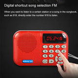 Mini FM Radio Portable Speaker MP3 Music Loud Volume Player Support Time TF Card U Disk Power-off Memory Rechargeable