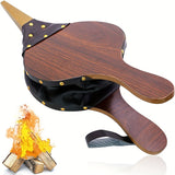 1pc Fireplace Bellows Large Wood Air Blower Cast Nozzle For Outdoor Camping BBQ Grill Chimney Hand Bellow Pump Pit Barbeque Fire Tools Accessories With Hanging Strap