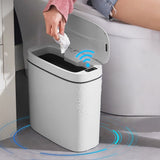 1pc Narrow Smart Trash Can, Bathroom Clip Sewing Paper Basket, Household Automatic Mute Sealed Trash Can