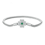 Green Zircon Lucky Four Leaf Grass Basic Bracelet