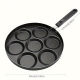 1pc Egg Skillet, Non-Stick Egg Frying Pan, 7-cavity Round Pancake Pan, Mini Pancakes Fried Egg Burger Pan