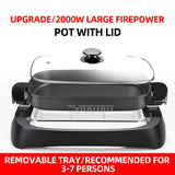 Household Multifunctional 2000W Split-Type Fish Roasting Pot & Barbecue Machine