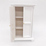 1:12 Dollhouse Miniature Furniture - White Wooden Wardrobe Cabinet, Realistic Model, European Style
