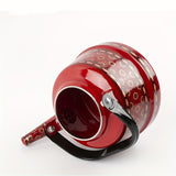1pc 1.1L Enamel Hot Kettle, Household Enamel Geometric Printed Flower Green Dot Flower Ancient Bell Kettle Boiling Kettle