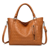 Punk Skull Crossbody PU Leather Studded Shoulder Large Capacity Top Handle Bag for Women Work Shopping